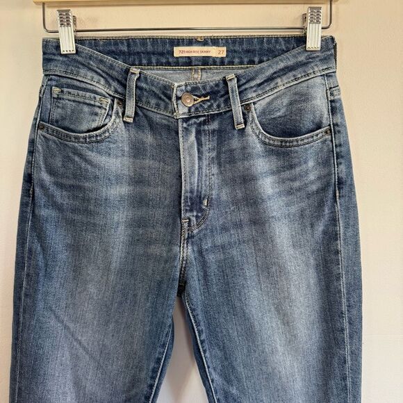 Levi's 721 High Rise Skinny Jeans Blue Denim Womens Size 27 - Picture 4 of 9